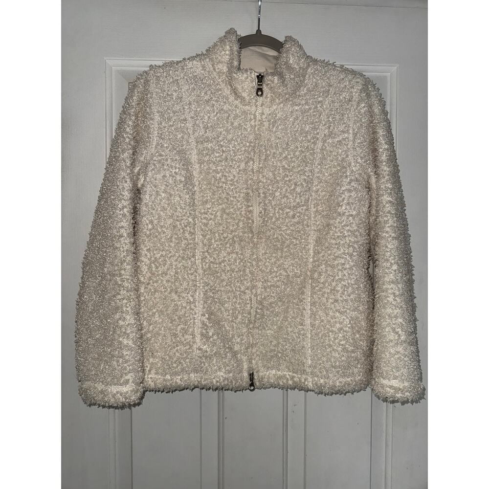 J. Jill Fuzzy Full-Zip with Pockets Cozy Teddy Bear jacket - sz PETITE small